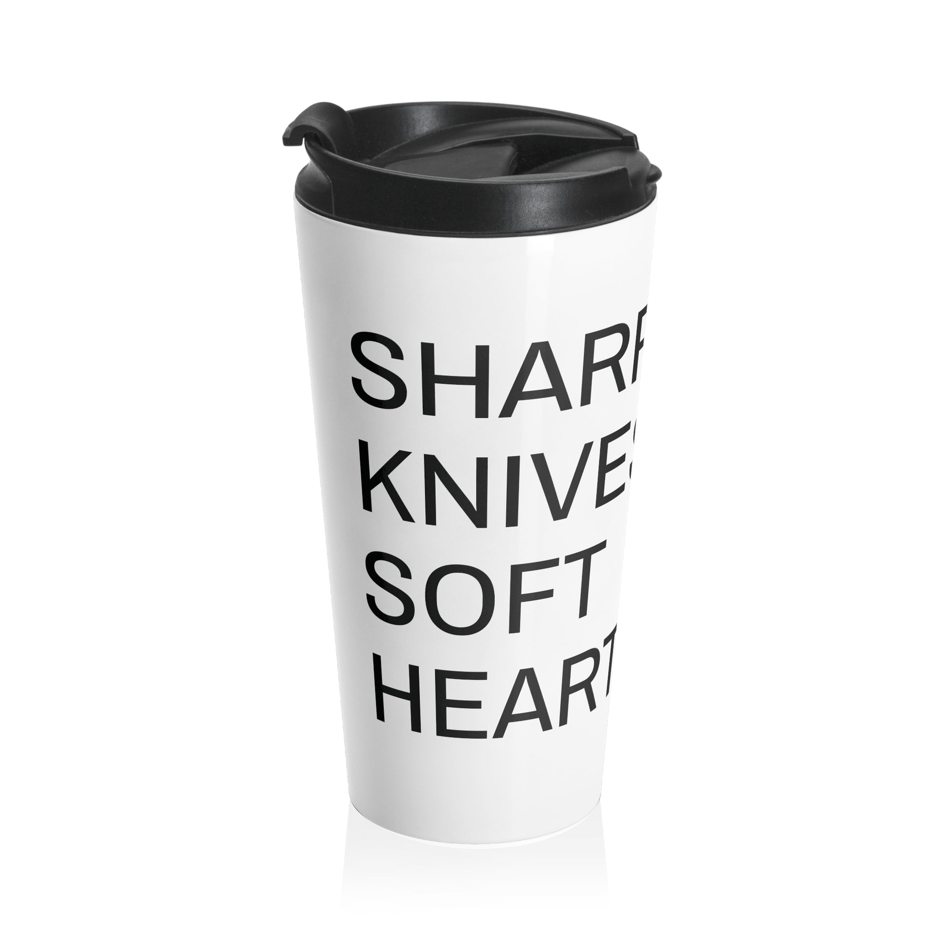 "Sharp Knives, Soft Hearts" Travel Mug - Coffee Cup, Gift for Chefs, Funny Kitchen Decor, Birthday Present, Housewarming Gift